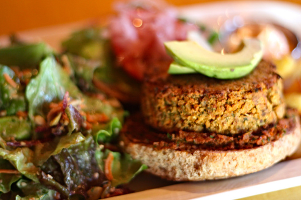 Quinoa Nut Burger Platter at Radha in Vancouver