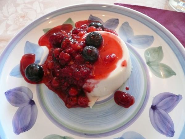 panna cotta and wild berries